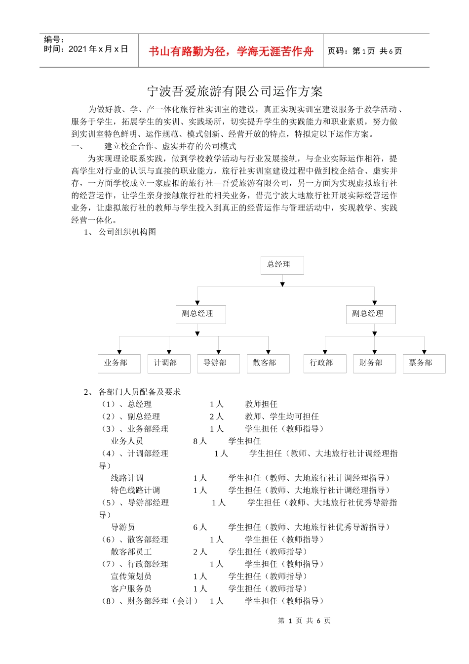 旅行社运作方案_第1页