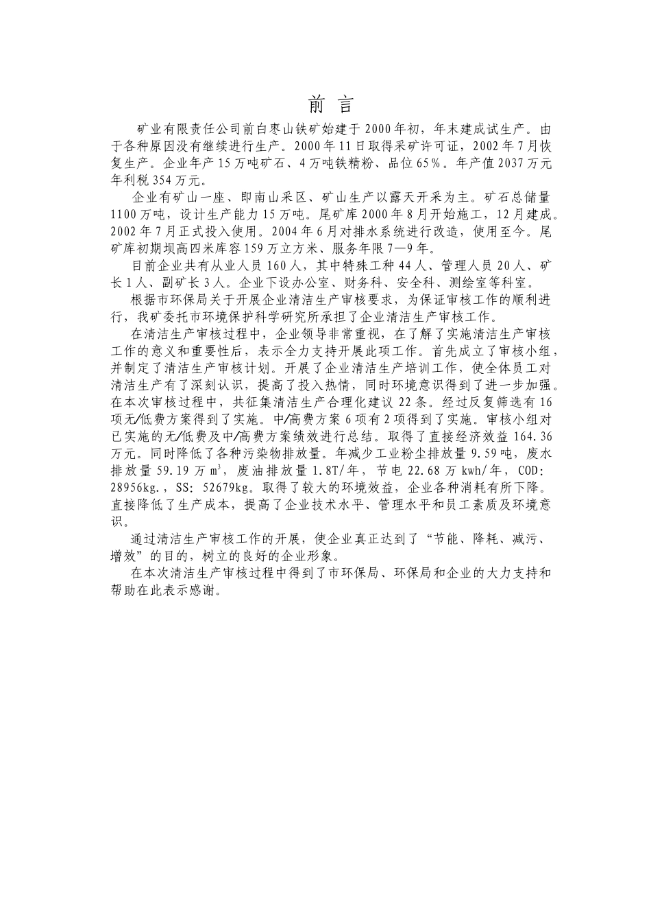 《矿业有限责任公司清洁生产审核报告》_第2页