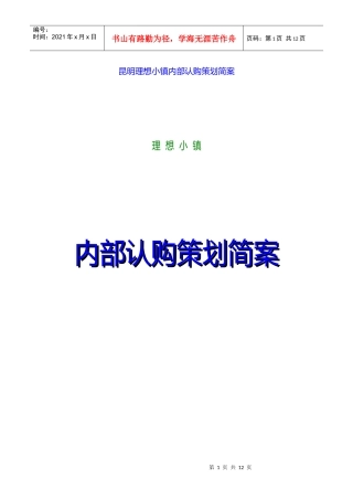 昆明理想小镇内部认购策划简案