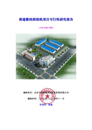 普通数码照相机项目可行性研究报告