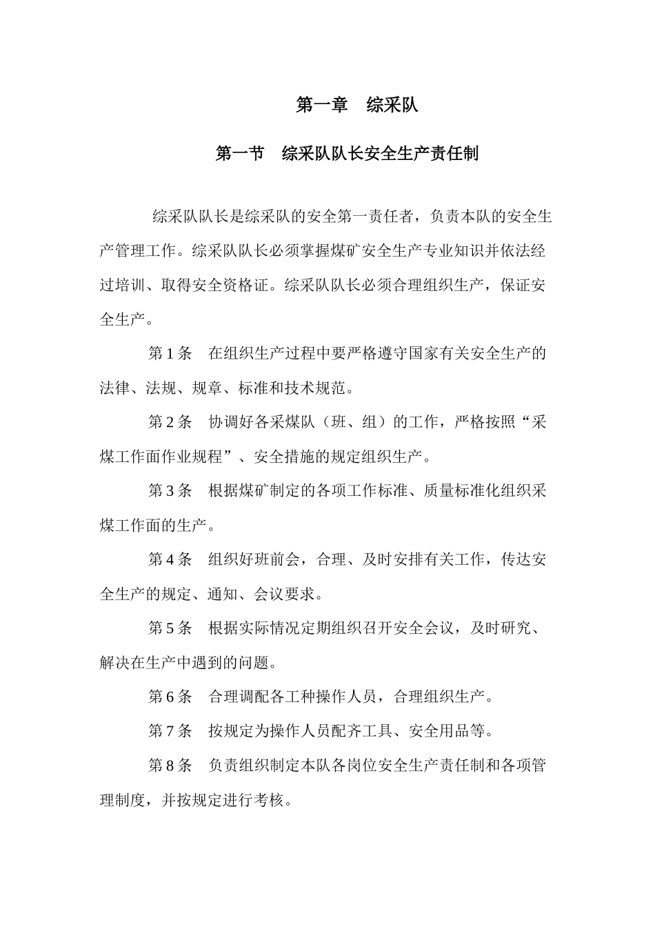 煤矿队组安全生产责任制各岗位_第1页
