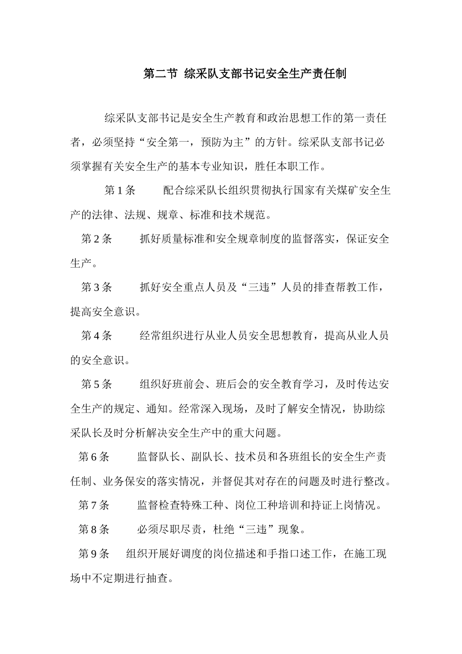 煤矿队组安全生产责任制各岗位_第3页