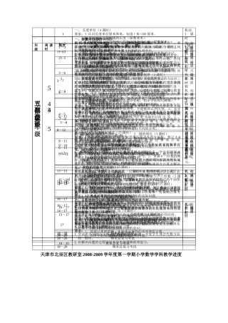 某学年度第一学期小学数学学科教学进度