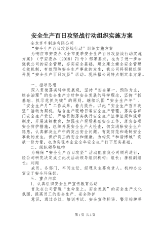 安全生产百日攻坚战行动组织方案