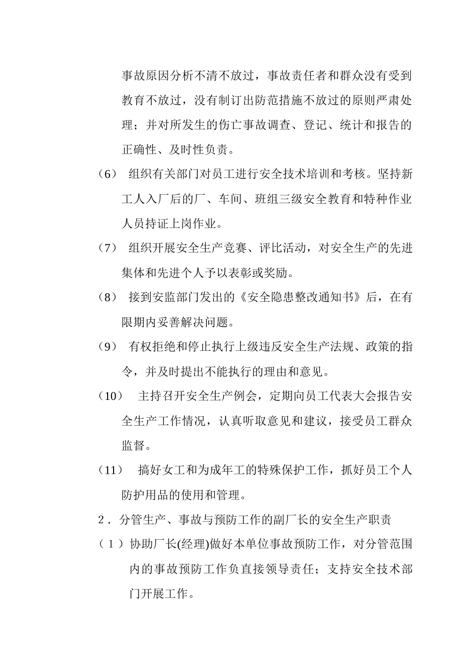 企业安全生产各负责人岗位职责_第2页