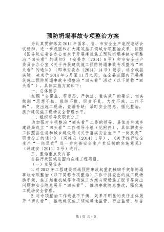 预防坍塌事故专项整治实施方案
