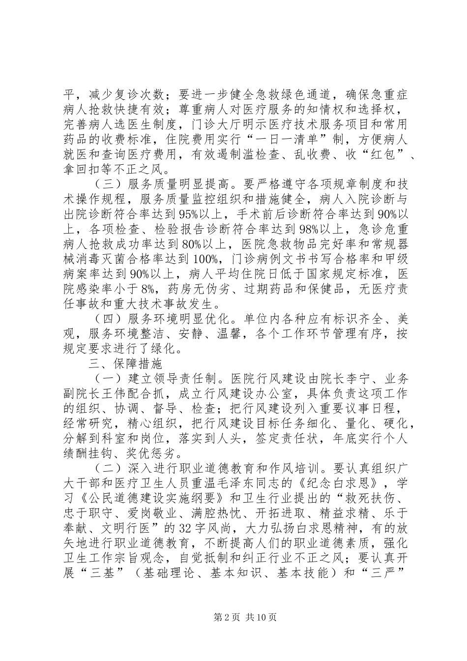 卫生院行风建设实施方案)_第2页