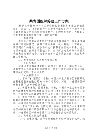 共青团组织筹建工作实施方案