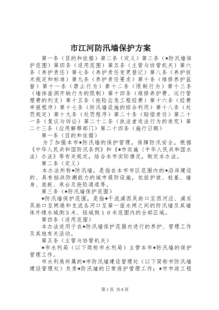 市江河防汛墙保护实施方案