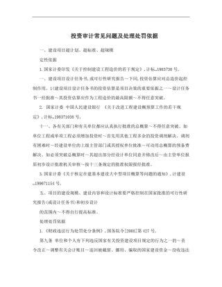 投资审计常见问题及处理处罚依据