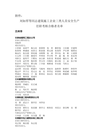 刘如厚等同志建筑施工企业三类人员安全生产