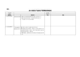 出口食品生产企业生产管理体系核查表