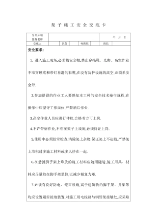 安全技术交底卡(房建)