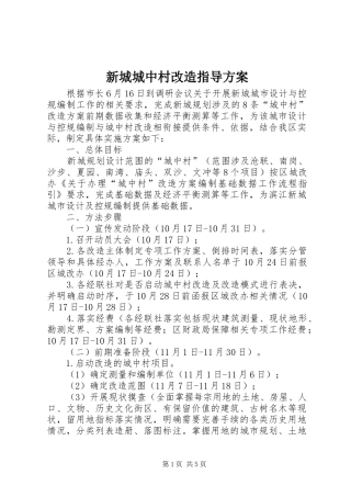 新城城中村改造指导实施方案