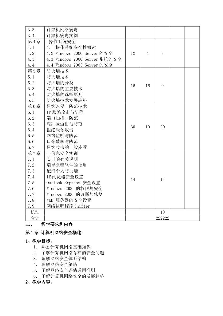 计算机网络安全技术教学大纲_第2页