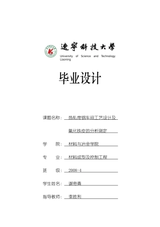 热轧带钢车间工艺设计及氧化铁皮的分析测定