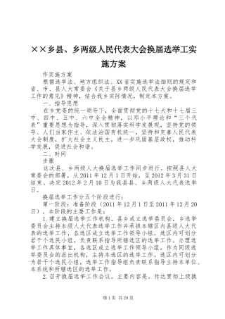 ××乡县、乡两级人民代表大会换届选举工方案
