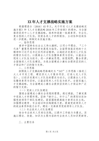 XX年人才支撑战略方案