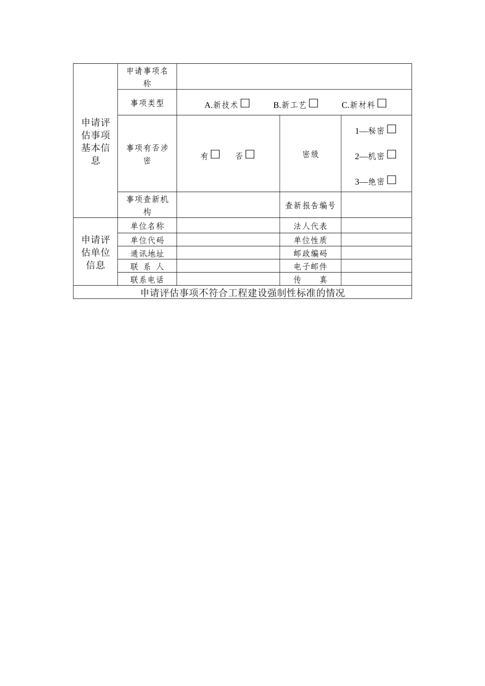 不符合工程建设强制性标准的新技术、新工艺、新材料省级评估申请表_第2页