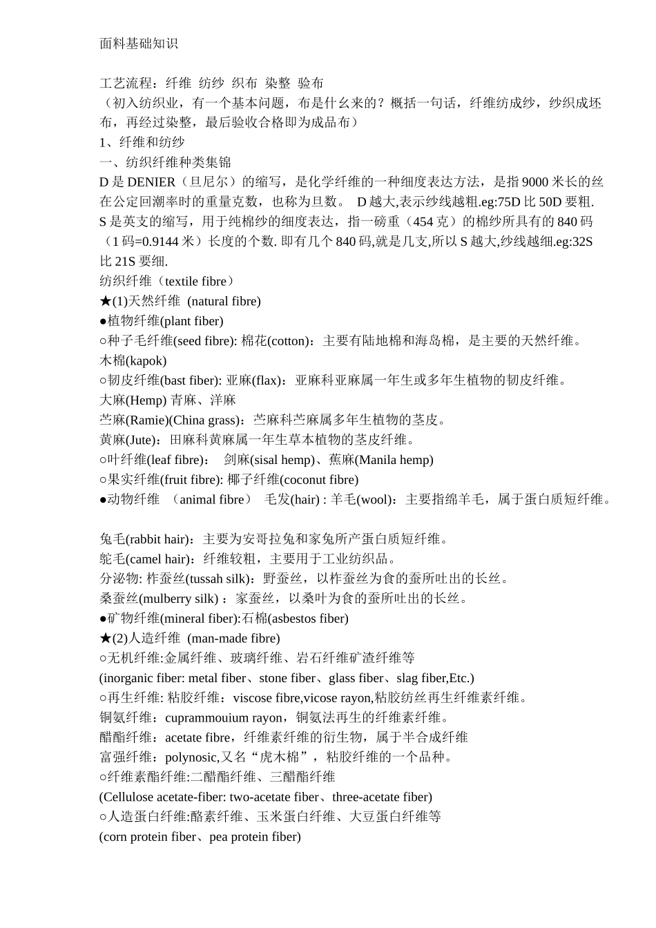 面料基础知识与工艺流程_第1页