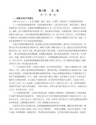 发展玉米生产的意义