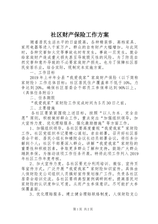 社区财产保险工作实施方案