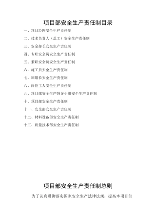 中海外项目部安全生产责任制目录