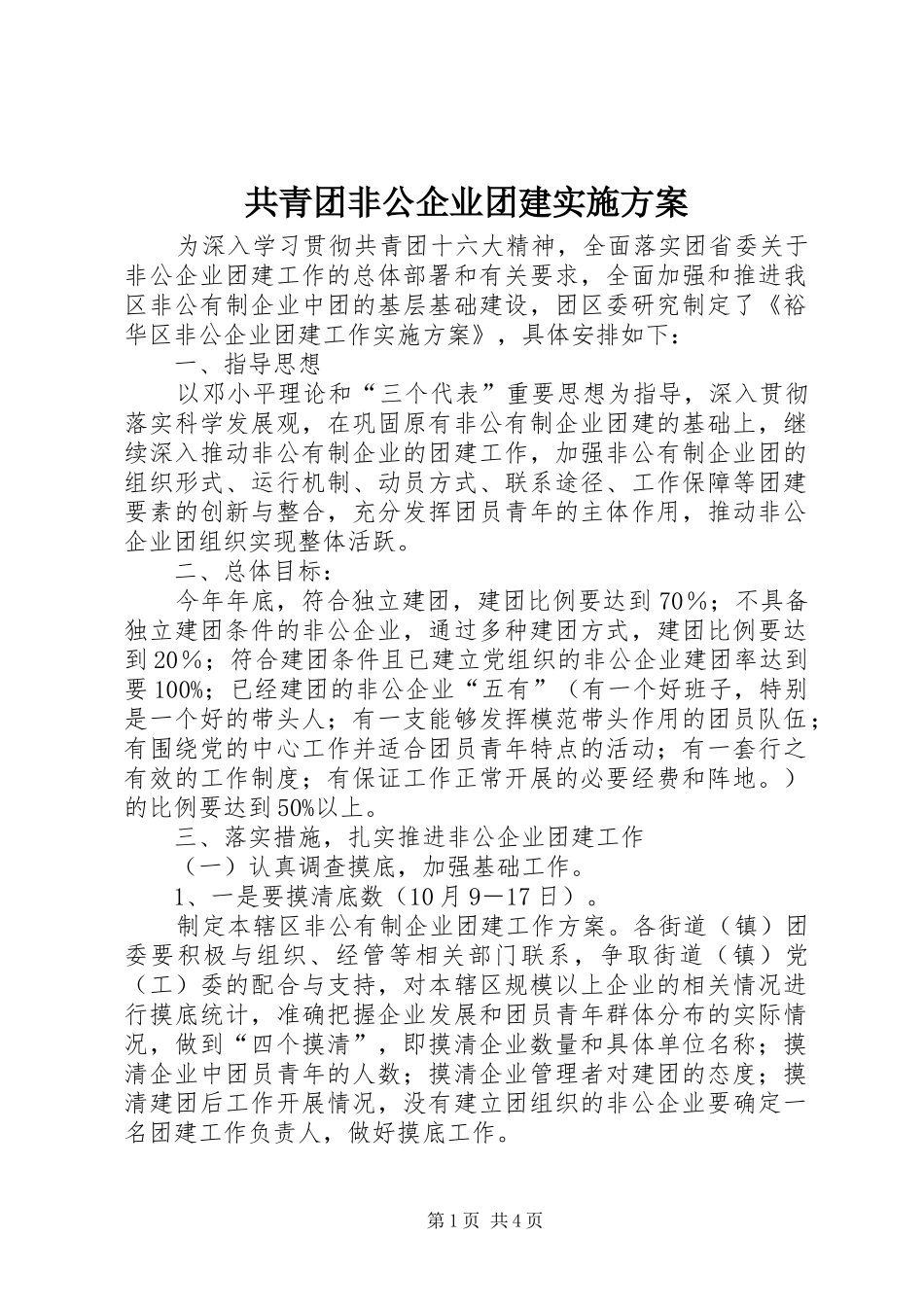 共青团非公企业团建方案_第1页