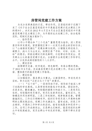 房管局党建工作实施方案