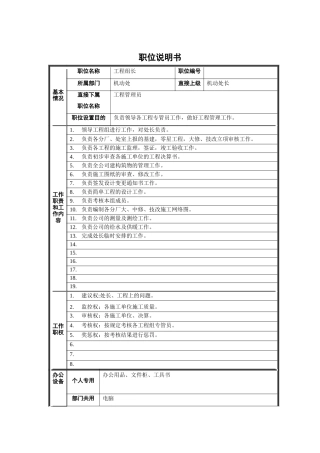 工程组长职位说明书