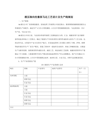 液压轴向柱塞泵马达工艺设计及生产线规划概述