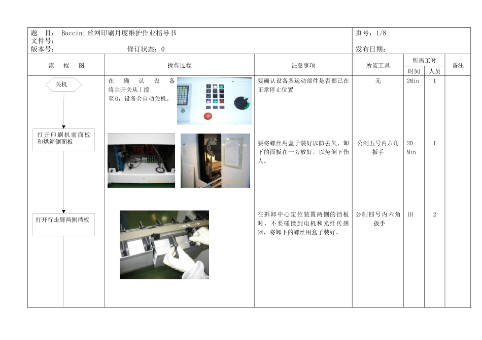 丝印设备月度维护维修手册_第1页
