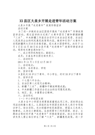 XX县区大泉乡开展走进青年活动实施方案