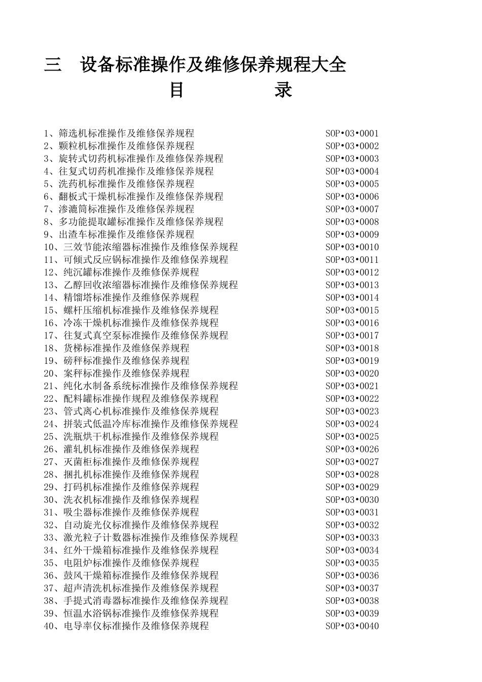 设备标准操作及维修保养规程大全_第1页
