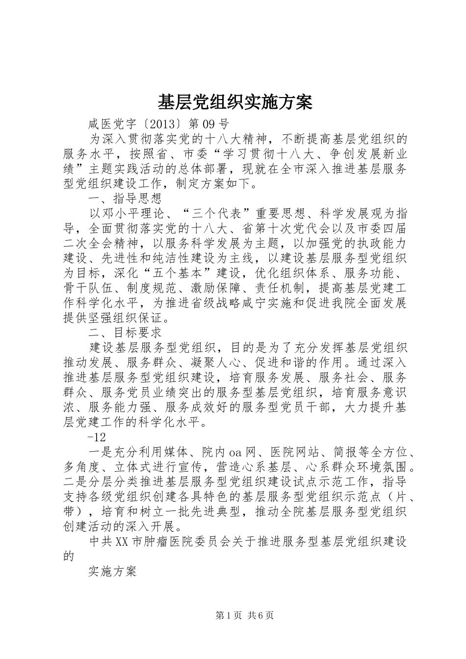 基层党组织方案_第1页