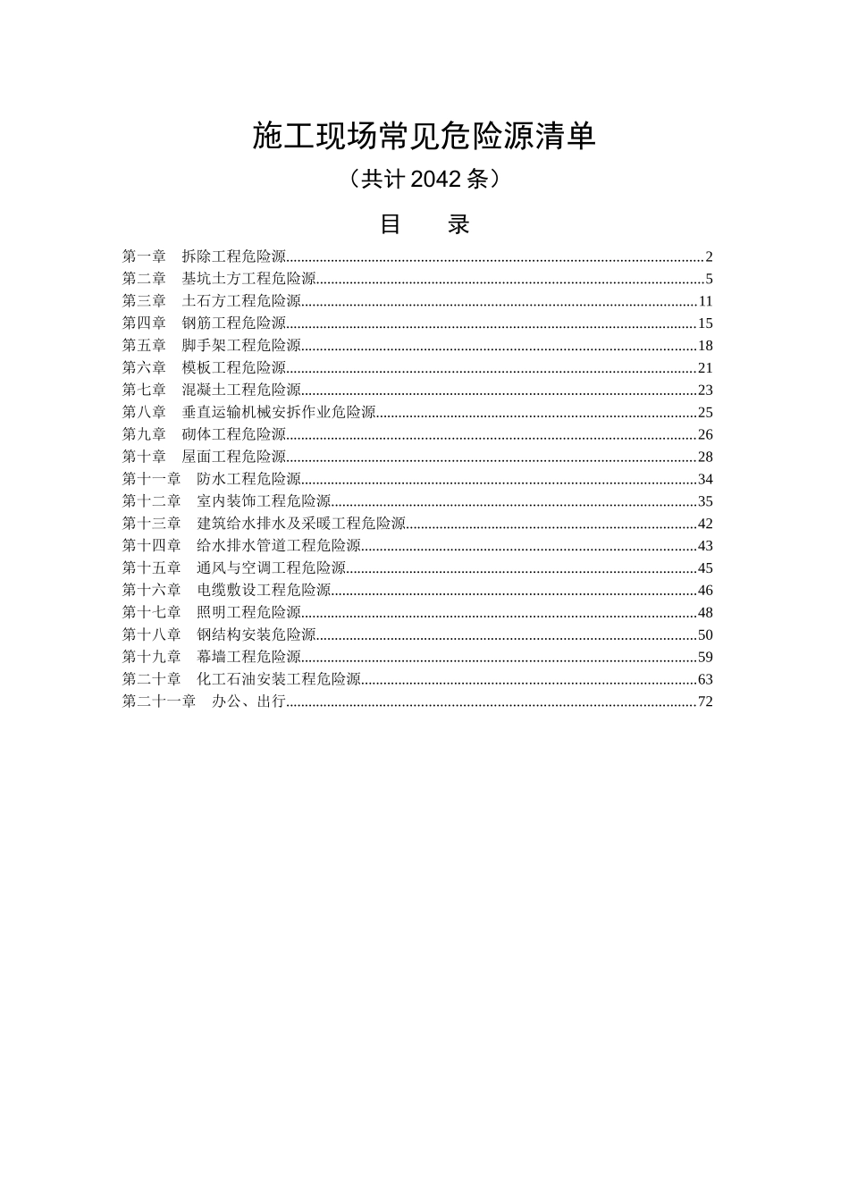 施工现场常见危险源清单_第1页