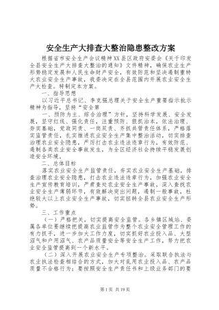 安全生产大排查大整治隐患整改实施方案