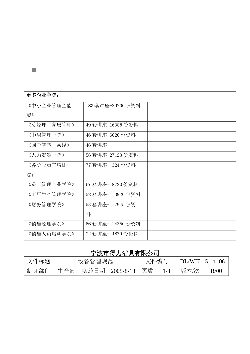某洁具有限公司设备管理规范_第1页