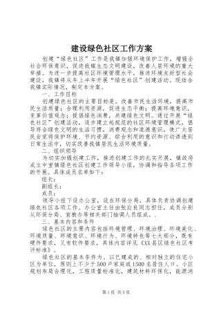 建设绿色社区工作实施方案