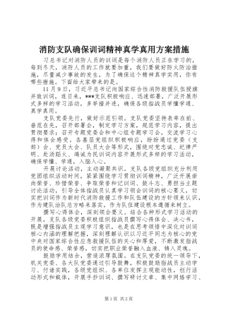 消防支队确保训词精神真学真用实施方案措施