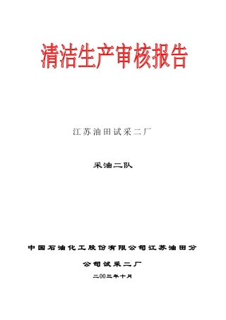 【03年】采油二队(3)原油开采单位清洁生产审核报告
