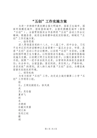“五创”工作方案