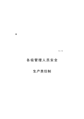 公司各级管理人员安全生产责任制汇总