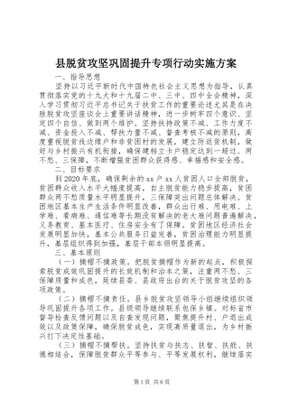 县脱贫攻坚巩固提升专项行动方案