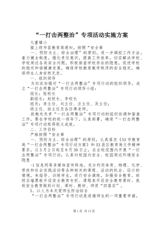 “一打击两整治”专项活动方案