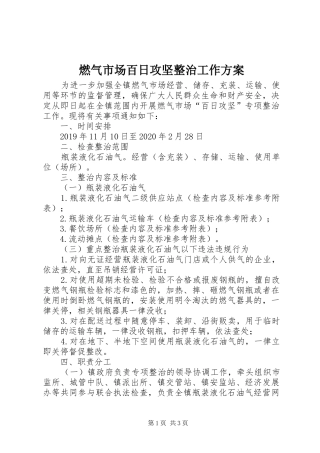 燃气市场百日攻坚整治工作实施方案