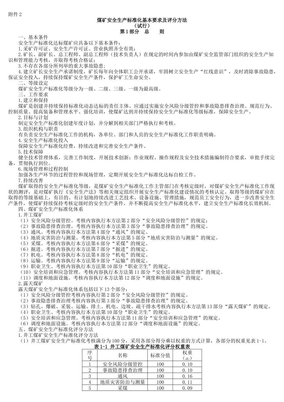 煤矿安全生产标准化基本要求及评分方法(X 89页)_第1页
