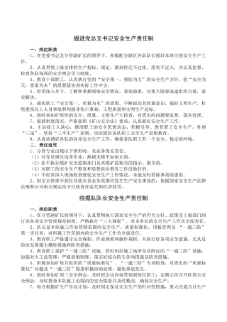 煤矿掘进区队安全生产责任制