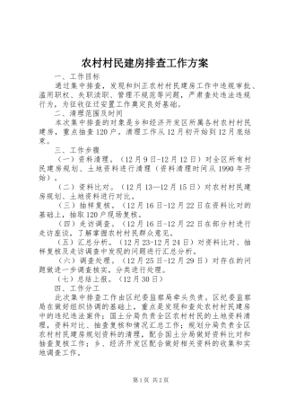 农村村民建房排查工作实施方案