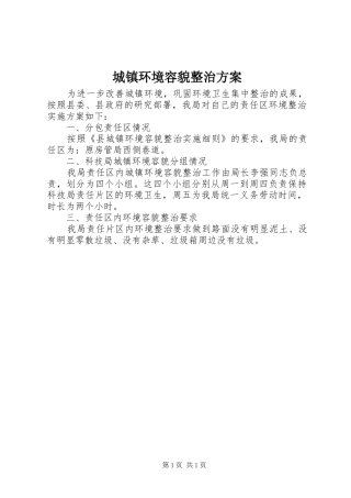 城镇环境容貌整治实施方案